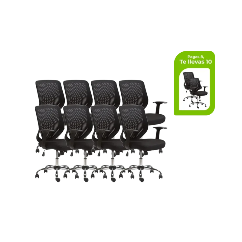 Combo de Sillas Operativas: Pagas 8 Llevas 10